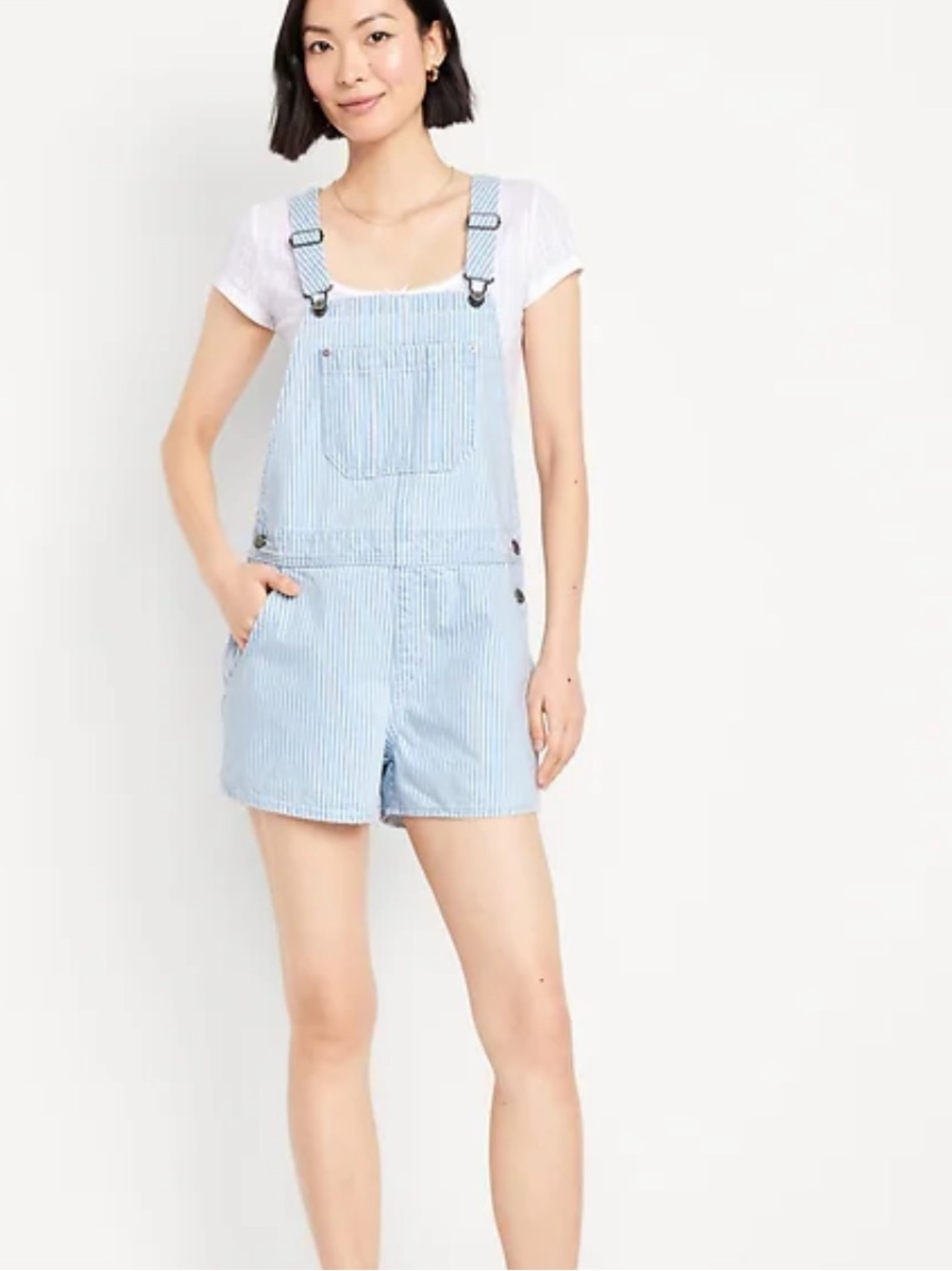Old navy white and blue stripe overalls